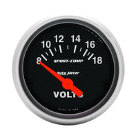 Autometer Sport-Comp 52mm 8-18 Volt Electronic Voltmeter Gauge - 3391