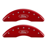 MGP 4 Caliper Covers Engraved Front & Rear Oval logo/Ford Red finish silver ch - 10235SFRDRD