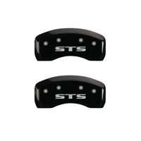 MGP 4 Caliper Covers Engraved Front Cursive/Cadillac Engraved Rear STS Black finish silver ch - 35002SSTSBK