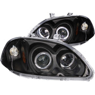 ANZO 1996-1998 Honda Civic Projector Headlights w/ Halo Black - 121068