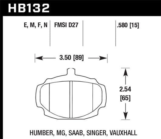 Hawk 67-80 MGB / 67-74 MGB GT Blue 9012 Race Front Brake Pads - HB132E.580