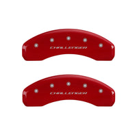 MGP 4 Caliper Covers Engraved Front & Rear Block/Challenger Red finish silver ch - 12088SCLBRD