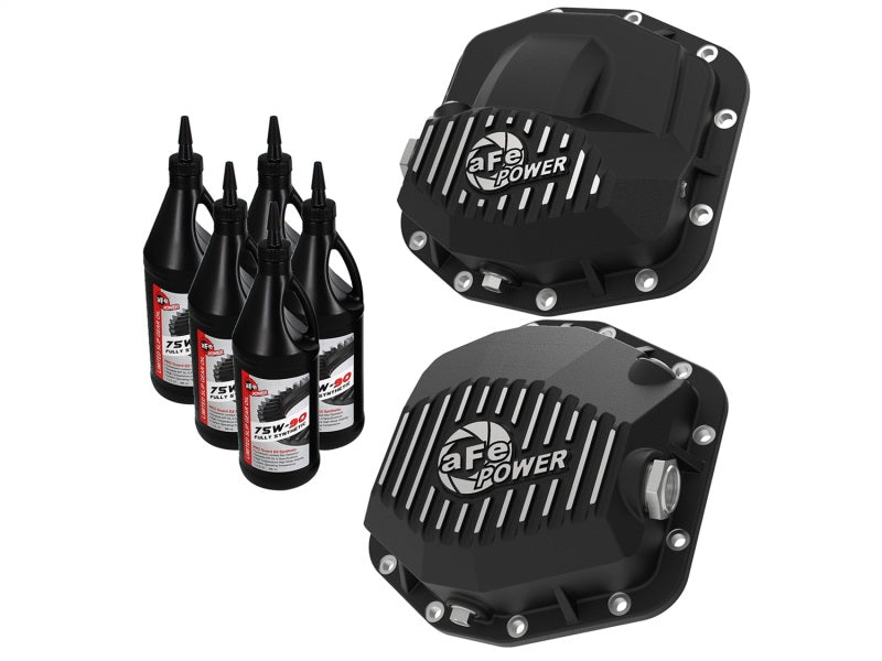 aFe Pro Series Front and Rear Diff Cover Kit w/ Oil 2018+ Jeep Wrangler (JL) V6 3.6L (Dana M220) - 46-7100AB