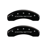 MGP 4 Caliper Covers Engraved Front & Rear C7/Corvette Black finish silver ch - 13084SCV7BK