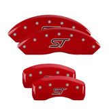 MGP 4 Caliper Covers Engraved Front & Rear Oval logo/Ford Red finish silver ch - 10235SFRDRD
