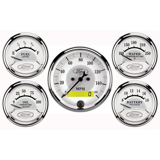 Autometer Ford Racing Kit Box (5 pc In-Dash Elec Speedo/Oil Pressure/Water Temp/Fuel Level/Volt) - 880087
