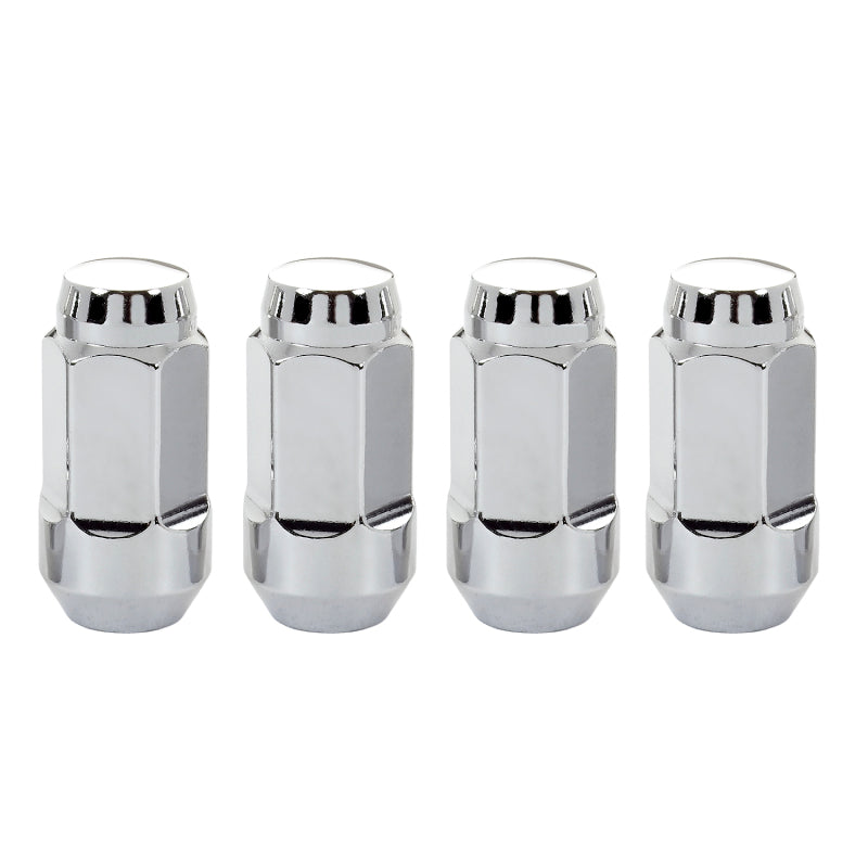 McGard Hex Lug Nut (Cone Seat Bulge Style) M14X1.5 / 22mm Hex / 1.945in. Length (4-Pack) - Chrome - 64033