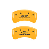 MGP 4 Caliper Covers Engraved Front & Rear Chevy racing Yellow finish black ch - 14231SBRCYL