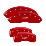 MGP 4 Caliper Covers Engraved Front JEEP Engraved Rear JEEP Grill Logo Red finish silver ch - 42010SJPLRD