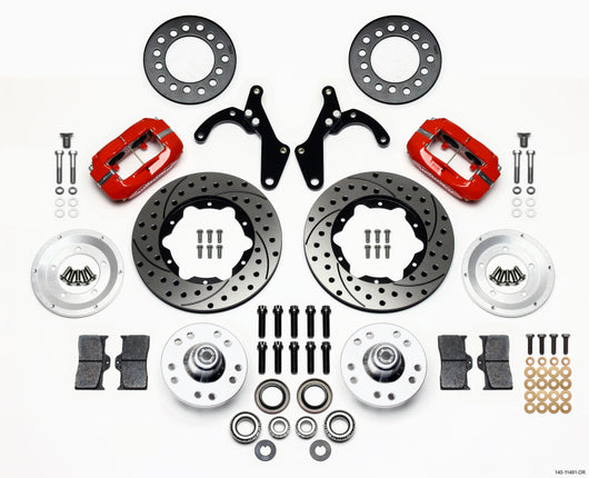 Wilwood Forged Dynalite Front Kit 11.00in Drill-Red 55-57 Chevy - 140-11491-DR