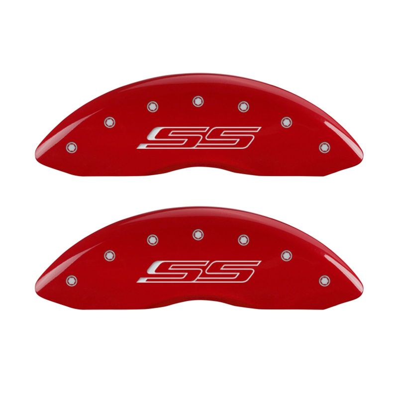 MGP 4 Caliper Covers Engraved Front & Rear Gen 5/SS Red finish silver ch - 14231SSS5RD