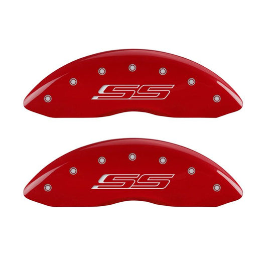 MGP 4 Caliper Covers Engraved Front & Rear Gen 5/SS Red finish silver ch - 14231SSS5RD