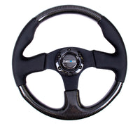 NRG Carbon Fiber Steering Wheel (315mm) Leather Trim w/Black Stitching - ST-310CFBS