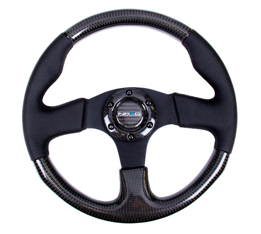 NRG Carbon Fiber Steering Wheel (315mm) Leather Trim w/Black Stitching - ST-310CFBS