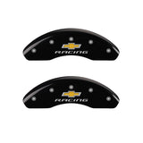 MGP 4 Caliper Covers Engraved Front & Rear Chevy racing Black finish silver ch - 14229SBRCBK