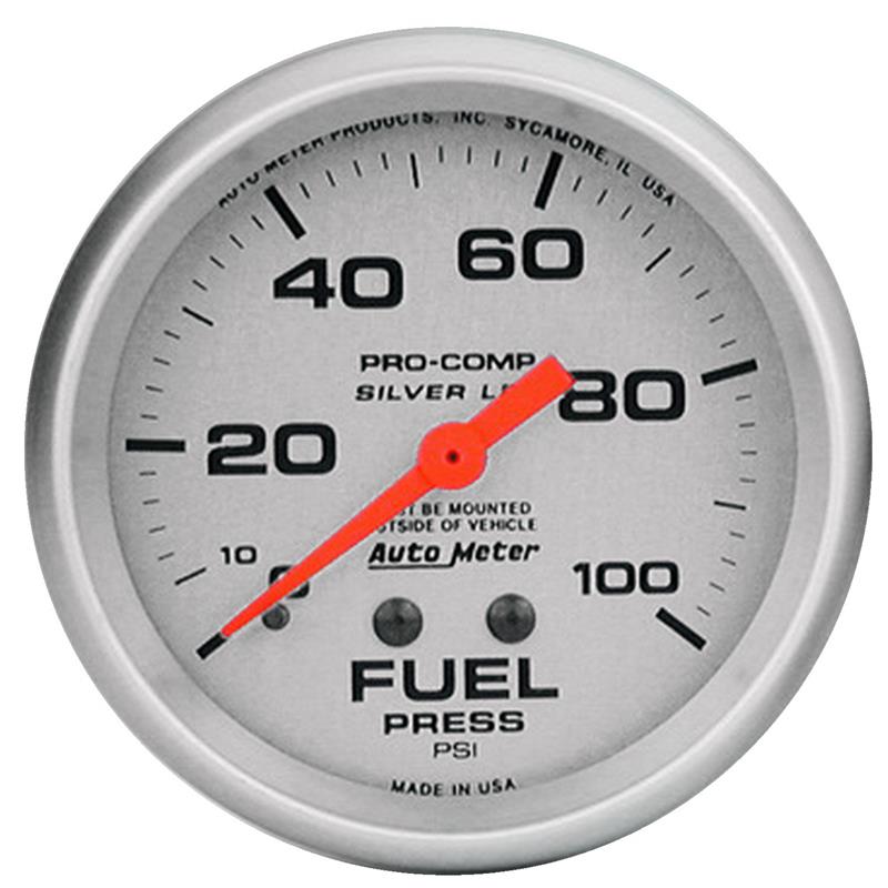 Autometer 66.7mm METRIC 0-100 PSI Fuel Pressure Liquid Filled Mechanical Silver Gauge - 4612