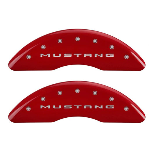 MGP 4 Caliper Covers Engraved Front 2015/Mustang Engraved Rear 2015/50 Red finish silver ch - 10201SM52RD