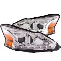 ANZO 2013-2014 Nissan Altima Projector Headlights w/ Plank Style Design Chrome - 121501