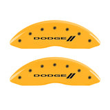 MGP 4 Caliper Covers Engraved Front & Rear With stripes/Dodge Yellow finish black ch - 12192SDD3YL