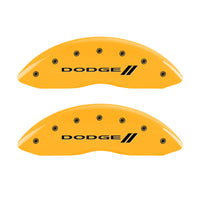 MGP 4 Caliper Covers Engraved Front & Rear With stripes/Dodge Yellow finish black ch - 12162SDD3YL