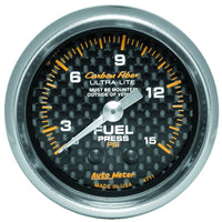 Autometer Carbon Fiber 52mm 15 PSI Mechanical Fuel Pressure Gauge - 4711