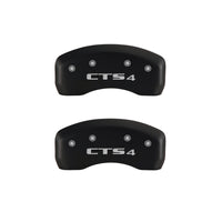 MGP 4 Caliper Covers Engraved Front Cursive/Cadillac Engraved Rear CTS4 Red finish silver ch - 35010SCT4RD