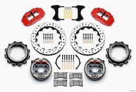 Wilwood Narrow Superlite 4R Rear P-Brk Kit 12.88in Drill Red Strange Eng Floater 3.49in Offset - 140-12435-DR