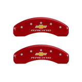 MGP 4 Caliper Covers Engraved Front & Rear Chevy Racing Red Finish Silver Char 2017 Chevrolet Camaro - 14240SBRCRD