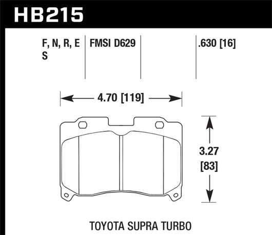 Hawk 93-98 Toyota Supra TT HPS Street Front Brake Pads - HB215F.630