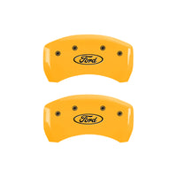 MGP 4 Caliper Covers Engraved Front & Rear Oval logo/Ford Yellow finish black ch - 10198SFRDYL