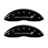 MGP 4 Caliper Covers Engraved Front & Rear With stripes/Challenger Black finish silver ch - 12005SCL1BK