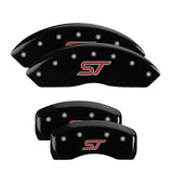 MGP 4 Caliper Covers Engraved Front & Rear Oval logo/Ford Black finish silver ch - 10235SFRDBK