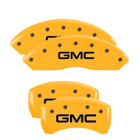 MGP 4 Caliper Covers Engraved Front & Rear GMC Yellow finish black ch - 34209SGMCYL