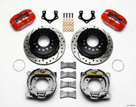 Wilwood Dynapro Low-Profile 11.00in P-Brake Kit Drill-Red Mopar/Dana 2.50in Off w/Snap Ring Brng - 140-11386-DR