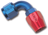 Russell Performance -4 AN Red/Blue 90 Degree Full Flow Hose End - 610150