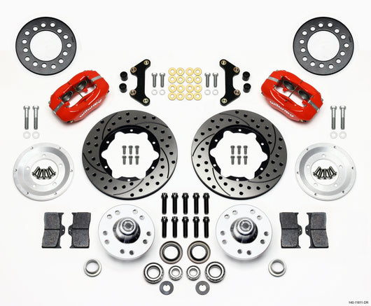 Wilwood Forged Dynalite Front Kit 11.00in Drill-Red 49-54 Chevy / 53-62 Corvette - 140-11811-DR