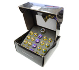 NRG 200 Series M12 X 1.25 Titanium Lug Nut Set - 21 Pc w/Lock Key Socket - Neochrome - LN-T210MC-21