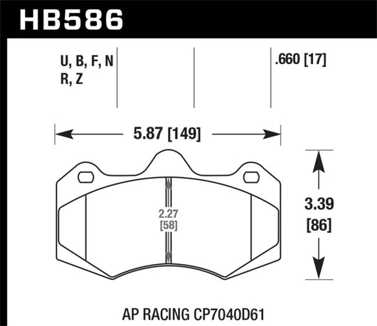 Hawk AP Racing CP7040 Performance Ceramic Street Brake Pads - HB586Z.660