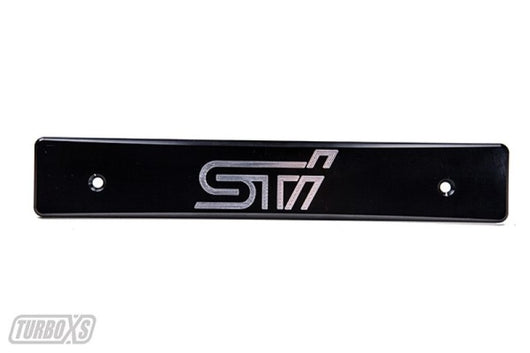 Turbo XS 15-17 Subaru WRX/STi Billet Aluminum License Plate Delete Black Machined STi Logo - txs-WS15-LPD-BLK-STI