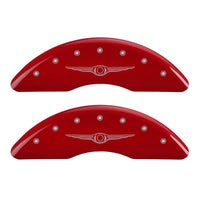 MGP 4 Caliper Covers Engraved Front & Rear Style 1/Chrysler Wing Red finish silver ch - 32002SCW1RD