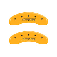 MGP 4 Caliper Covers Engraved Front Gen 5/Camaro Engraved Rear Gen 5/SS Yellow finish black ch - 14036SCS5YL