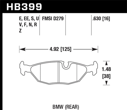 Hawk 84-4/91 BMW 325 (E30) HPS Street Rear Brake Pads - HB399F.630