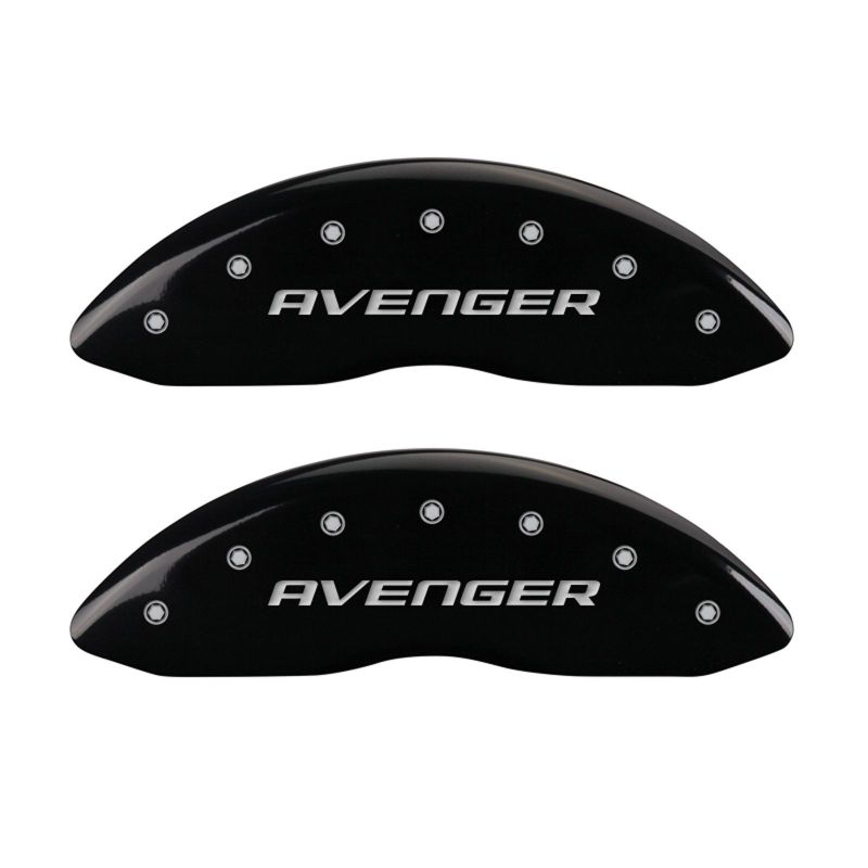 MGP 4 Caliper Covers Engraved Front & Rear With out stripes/Avenger Black finish silver ch - 12192SAV2BK