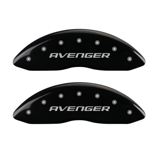 MGP 4 Caliper Covers Engraved Front & Rear With out stripes/Avenger Black finish silver ch - 12192SAV2BK