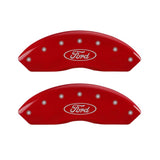 MGP 4 Caliper Covers Engraved Front & Rear Oval logo/Ford Red finish silver ch - 10231SFRDRD