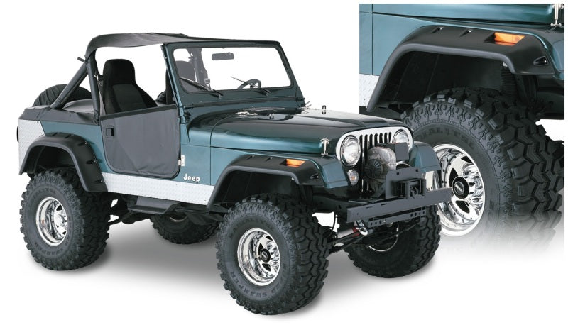 Bushwacker 59-83 Jeep CJ5 Cutout Style Flares 4pc - Black - 10910-07