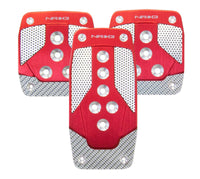 NRG Aluminum Sport Pedal M/T - Red w/Silver Carbon - PDL-400RD