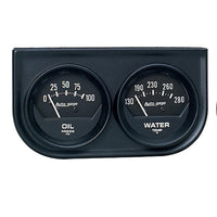 Autometer AutoGage Two-Gauge Console 52.4mm Mech 0-100 PSI Oil Press / 130-280 Deg Water Temp- Black - 2345