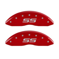 MGP 4 Caliper Covers Engraved Front & Rear Monte Carlo style/SS Red finish silver ch - 14217SSS4RD