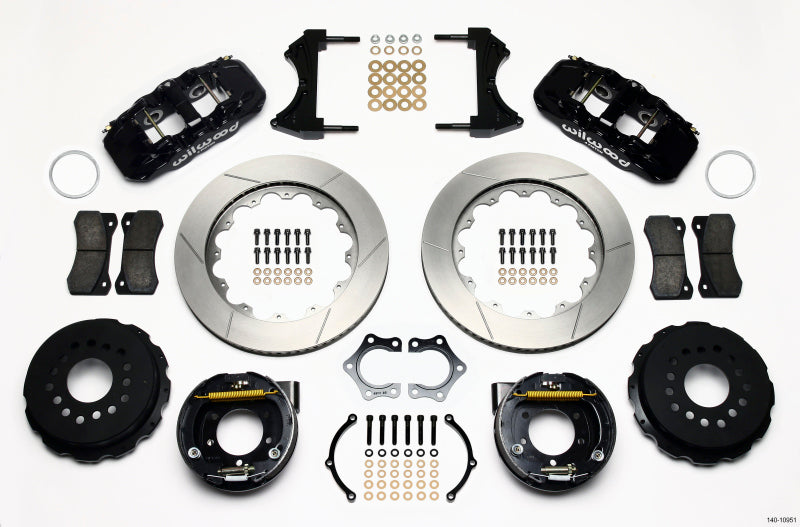 Wilwood AERO4 Rear P-Brake Kit 14.00in Mopar/Dana 2.36in Off w/Snap Ring Brng - 140-10951